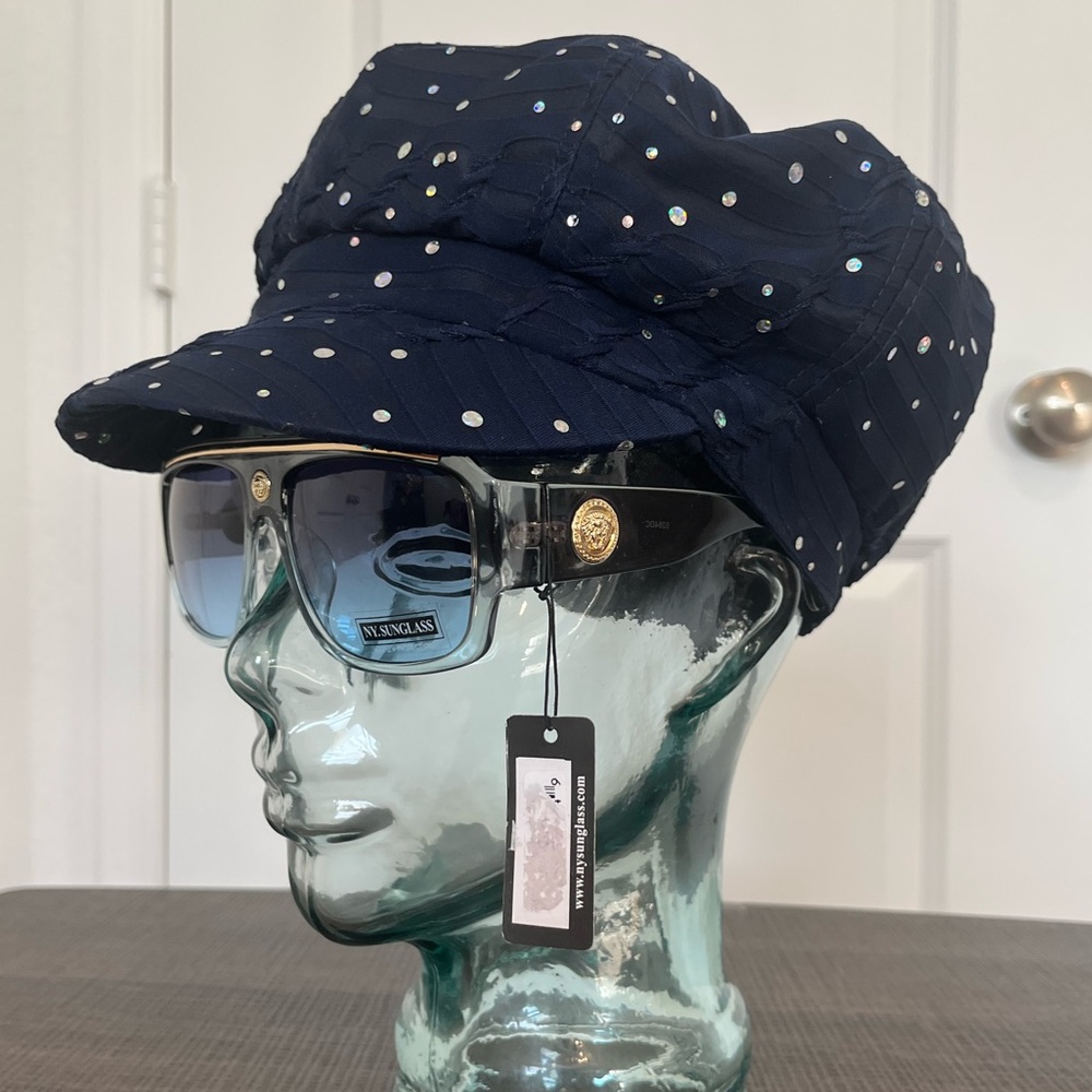 Glittery Navy Blue Newsboys Style Cap